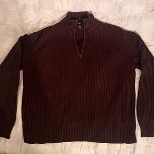 Quarter Zip Men's Brown Sweater